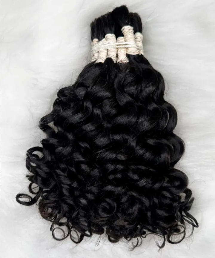Cabelo humano cacheado tipo 3 de 45 cm