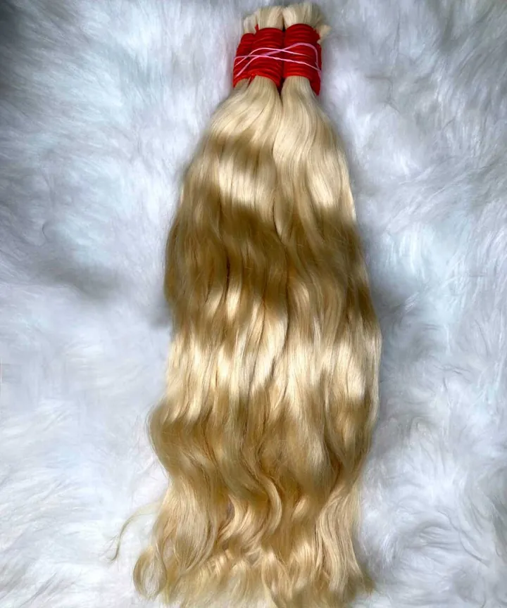 Cabelo loiro ondulado de 65 cm, cabelo humano da loja