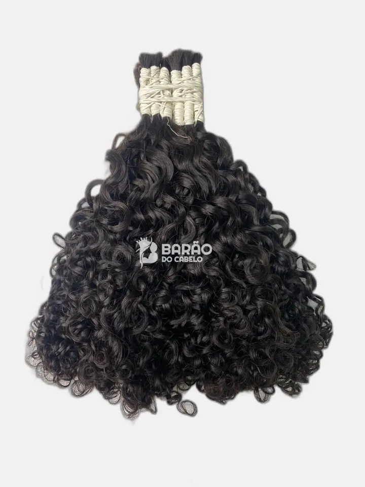 Cabelo humano cacheado cacho caipira de 55 cm